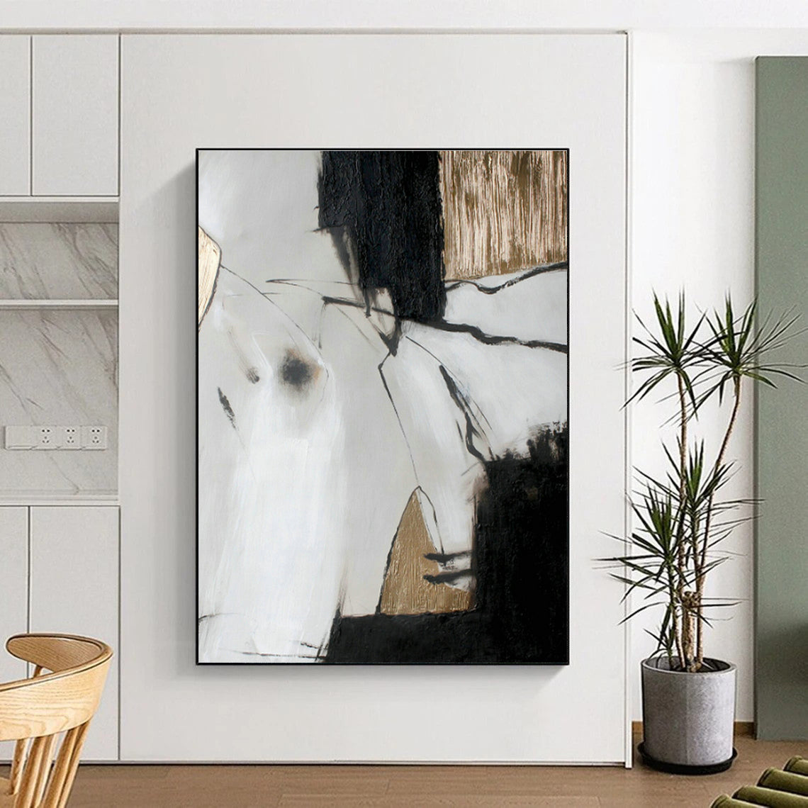 Sophisticated Black & Gold Abstract Art for Dining Room & Office DLZ0394
