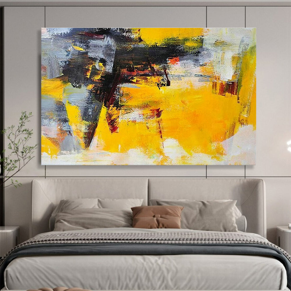 Yellow - Grey Clash Abstract Art for Modern Living Room DLZ2813