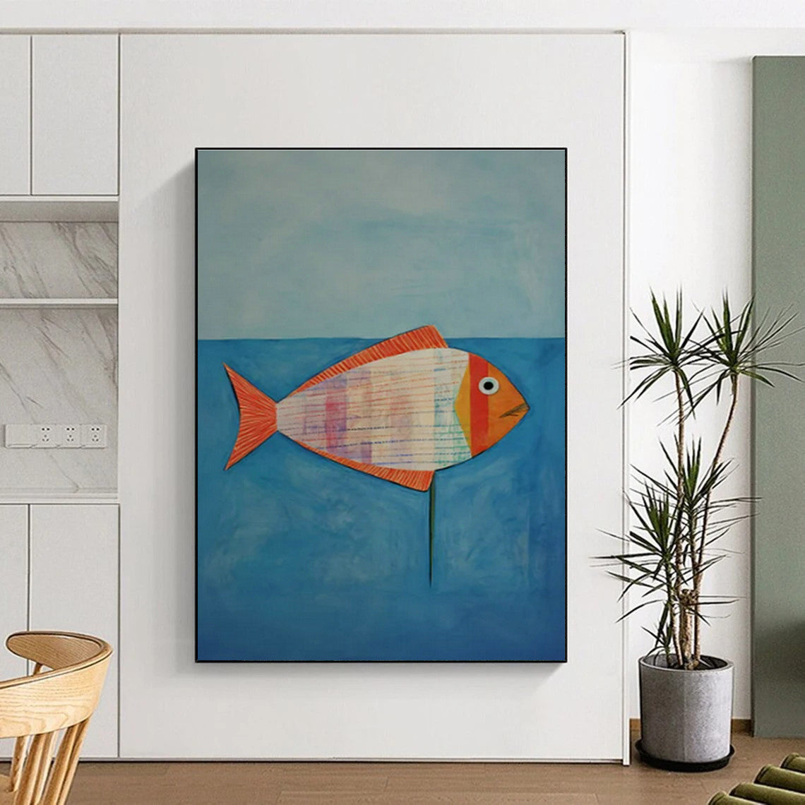 Collage Fish Art for Seaside Cottage & Children’s Playroom DLZ1763
