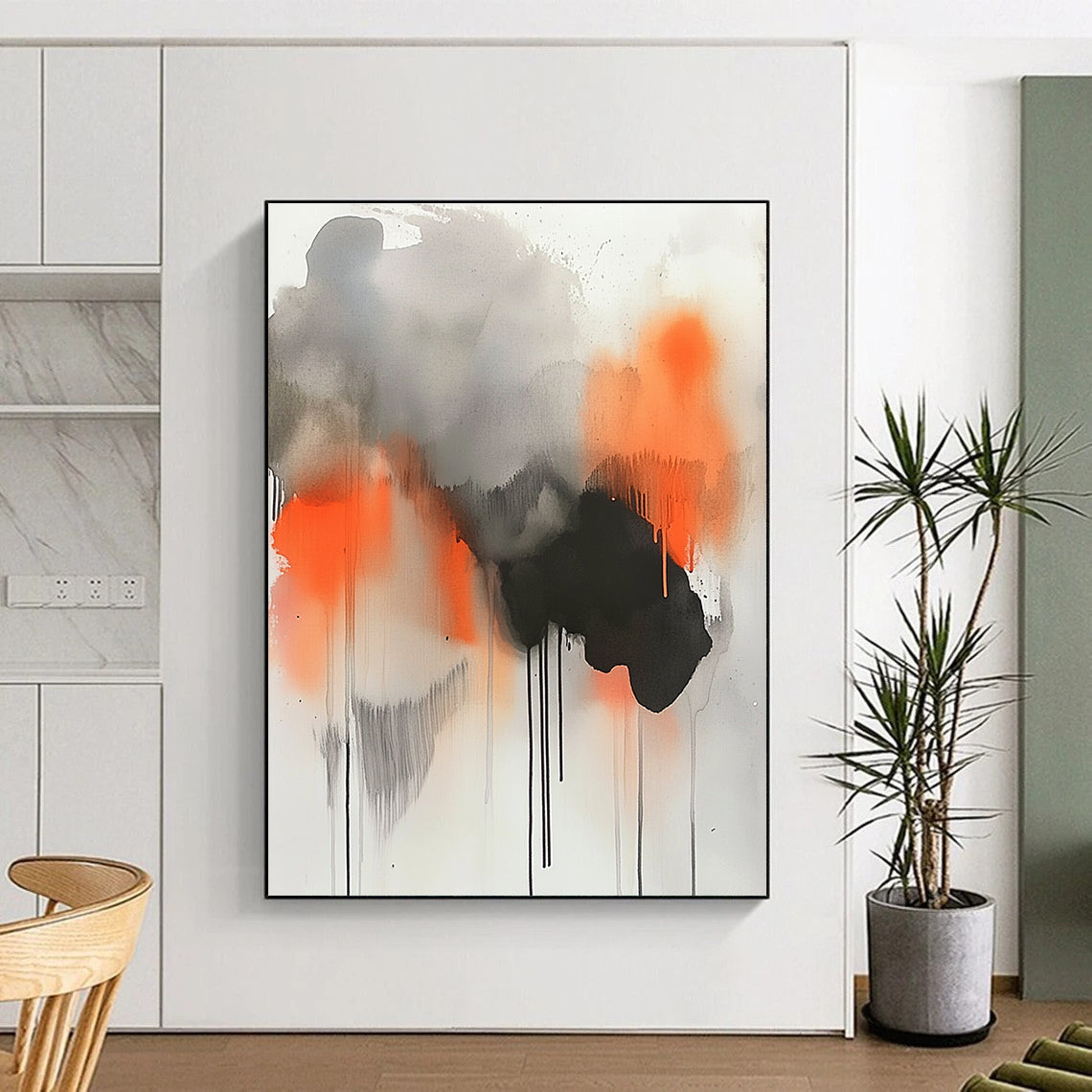 Abstract Grey, Orange, and Black Drips for Creative Studio & Urban - Themed Restaurant STSC758