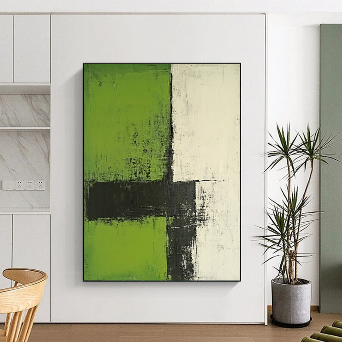 Green and Black Geometric Abstract for Minimalist Home Office & Contemporary Art Space STSC422
