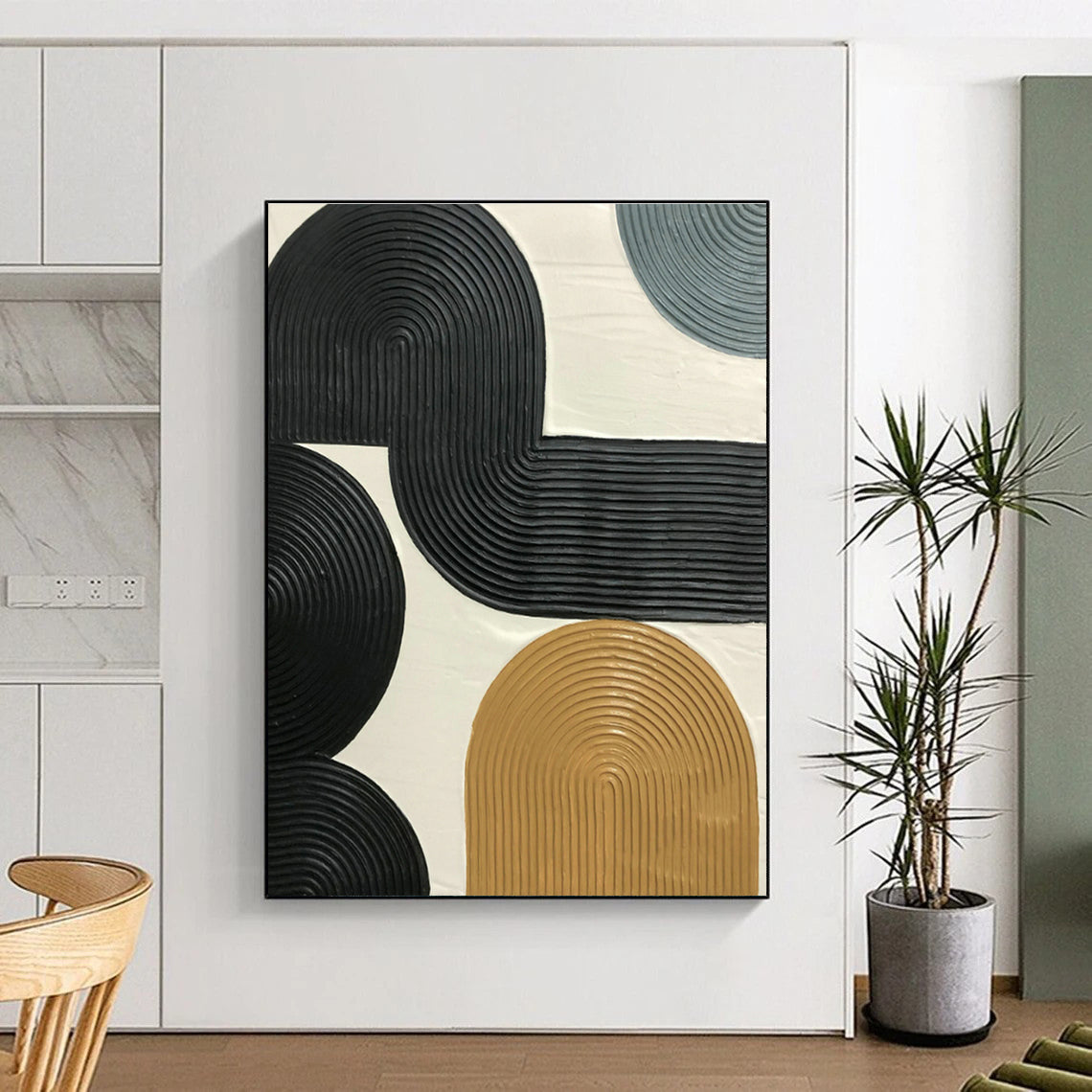 Black - Brown - Gold Relief Art for Industrial Loft & Art Studio DLZ1185