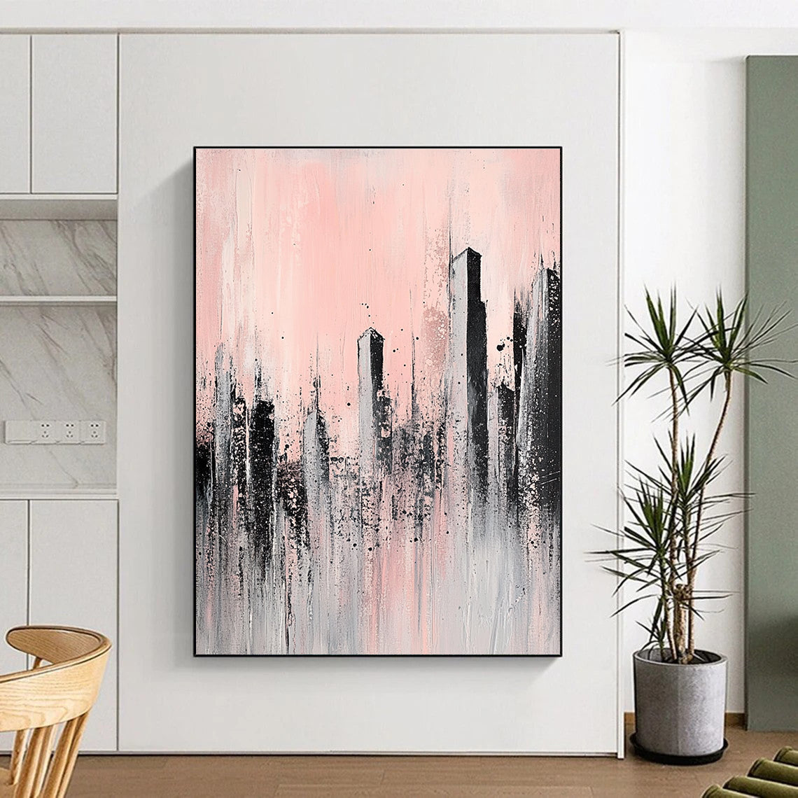 Pink and Grey Cityscape 2 for Minimalist Bedroom & Art - Focused Lounge STSC332