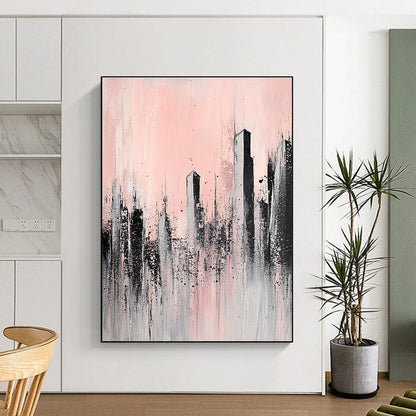 Pink and Grey Cityscape 2 for Minimalist Bedroom & Art - Focused Lounge STSC332