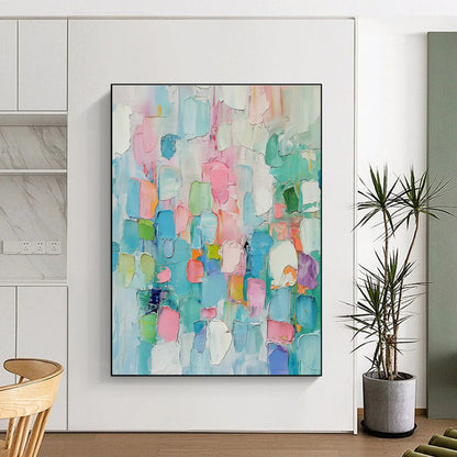 Pink - Blue Color Block Abstract Art for Creative Studio & Trendy Coffee Shop DLZ1004