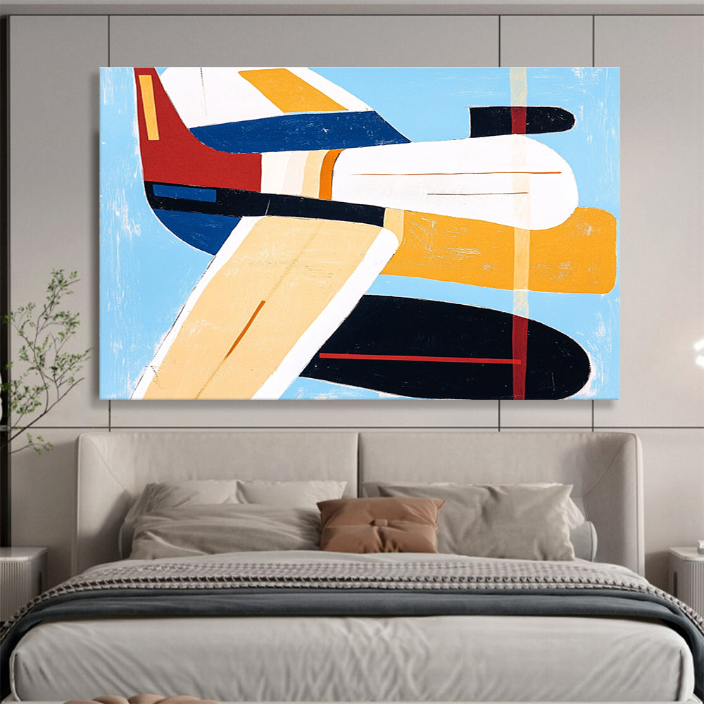 Color - Blocked Aircraft Art for Aviation Museum & Modern Office Lounge SC040