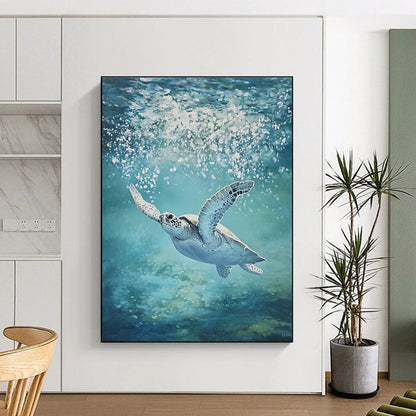 Sea Turtle in Blue for Aquarium - Themed Home & Wellness Center STSC1175