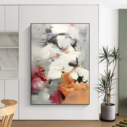 Grey - Pink - Orange Abstract Art for Living Room & Bedroom DLZ0478