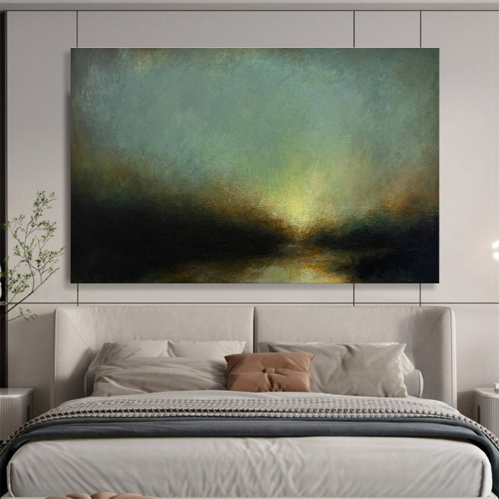 Dark Green Landscape Oil Painting for Eco - Friendly Lodge Common Areas DLZ3161