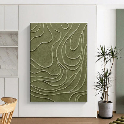 Olive Green Line - Texture Art for Nature - Inspired Home Entryways DLZ0236