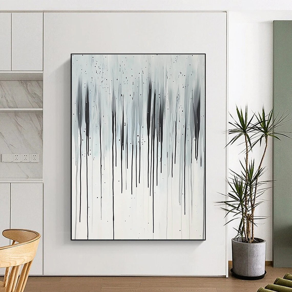 Grey and Black Dripping Abstract for Industrial Loft & Avant - Garde Studio STSC357