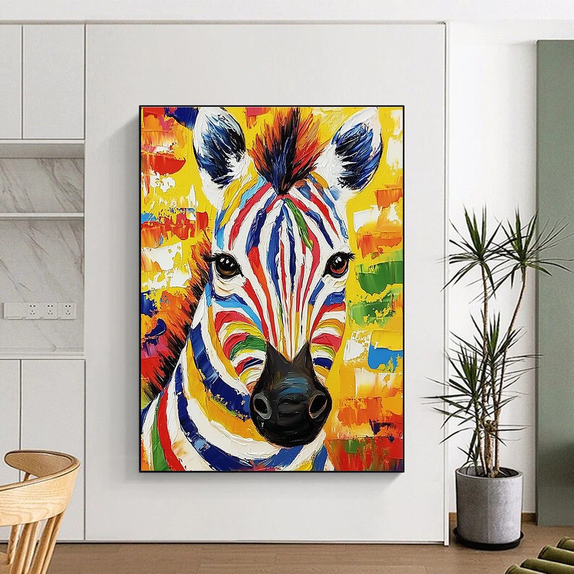 Vibrant Zebra Portrait for Exotic Animal - Themed Lounge & Bold Art Gallery STSC975