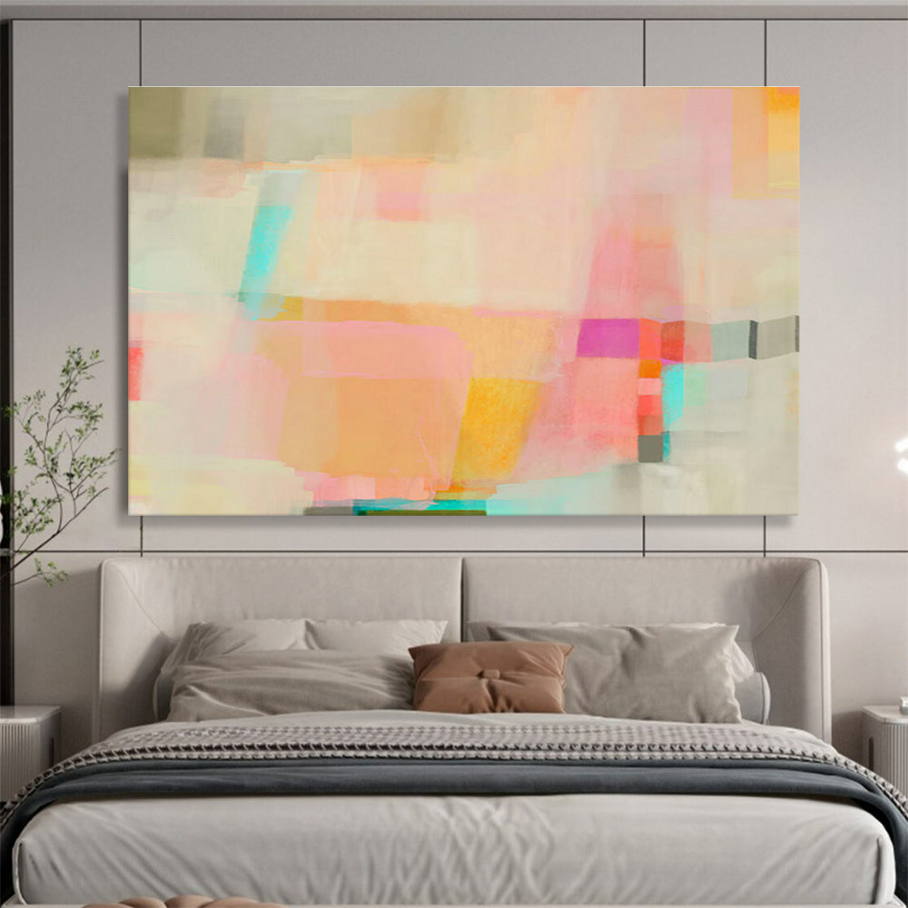 Pink - Orange Geometric Abstract Art for Chic Living Rooms DLZ2413