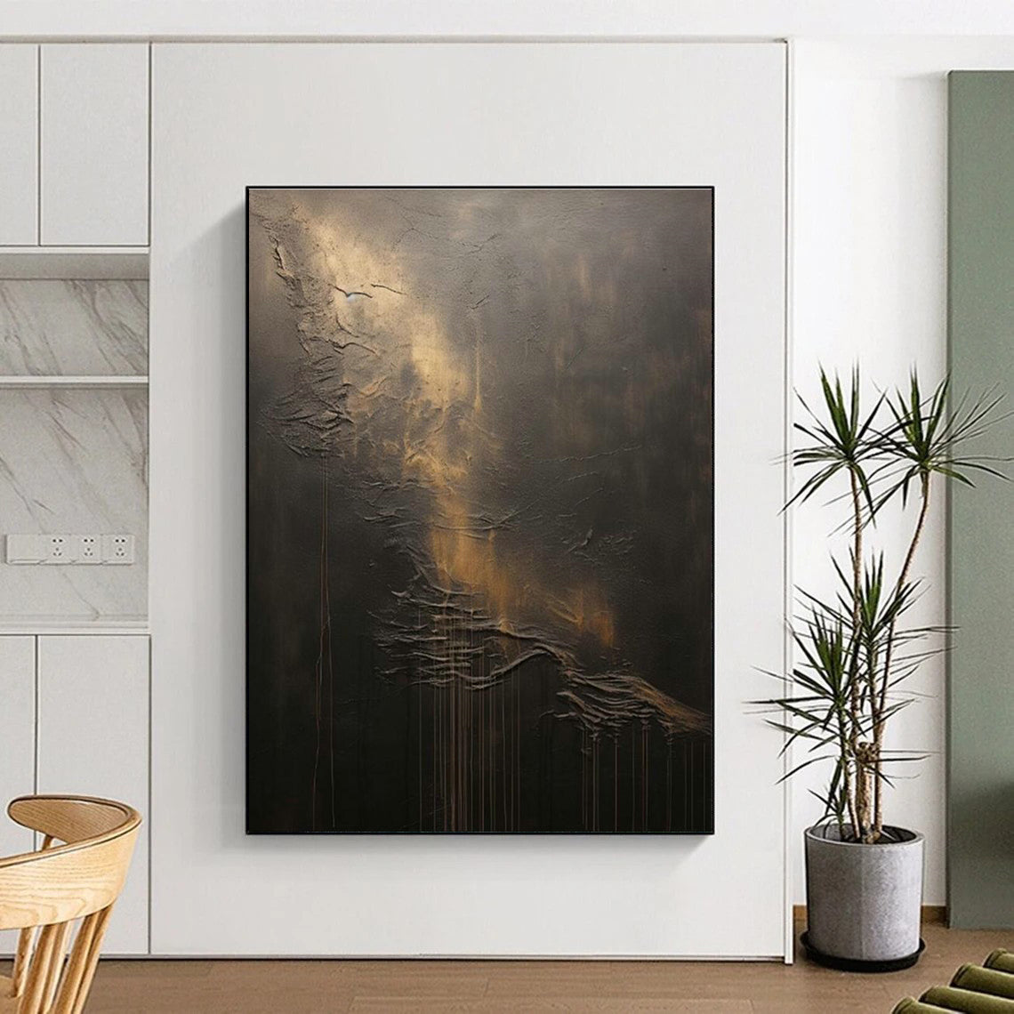 Textured Dark Abstract Art for Industrial - Style Lounge & Black - Tie Event Venue DLZ2363
