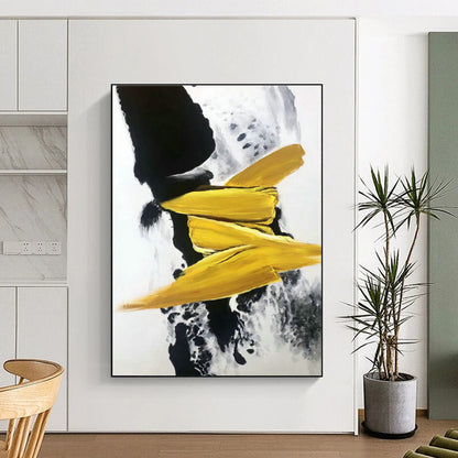 Yellow - Black Abstract Art for Living Room & Office DLZ0481