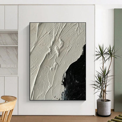 Black - White Textured Abstract Art for Industrial Studio & Monochrome Lounge DLZ1335
