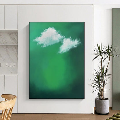 Green Sky with White Clouds for Whimsical Children’s Playroom & Dreamy Art Gallery STSC1008