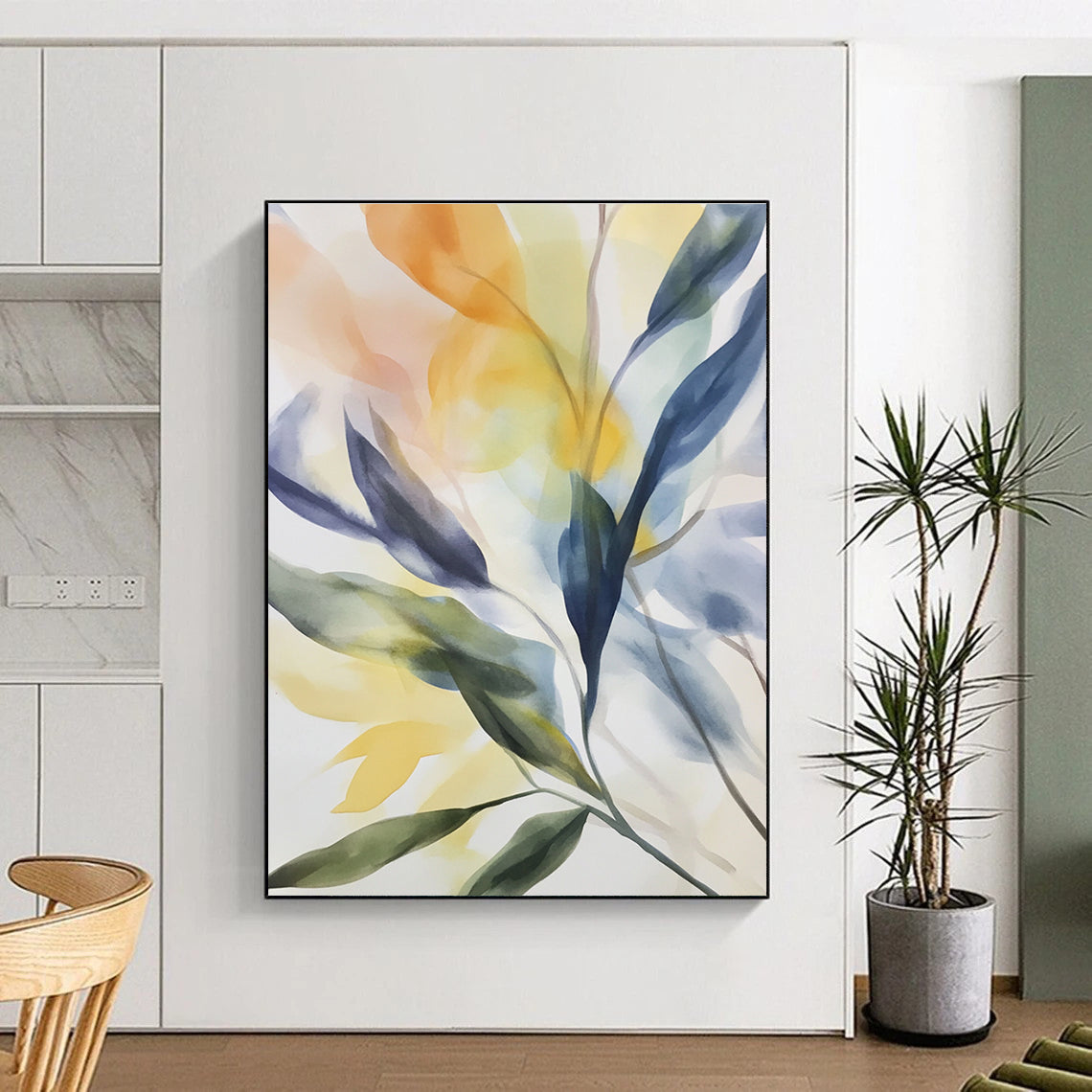 Soft Leaf Watercolor for Serene Home Office & Nature - Inspired Nursery STSC502