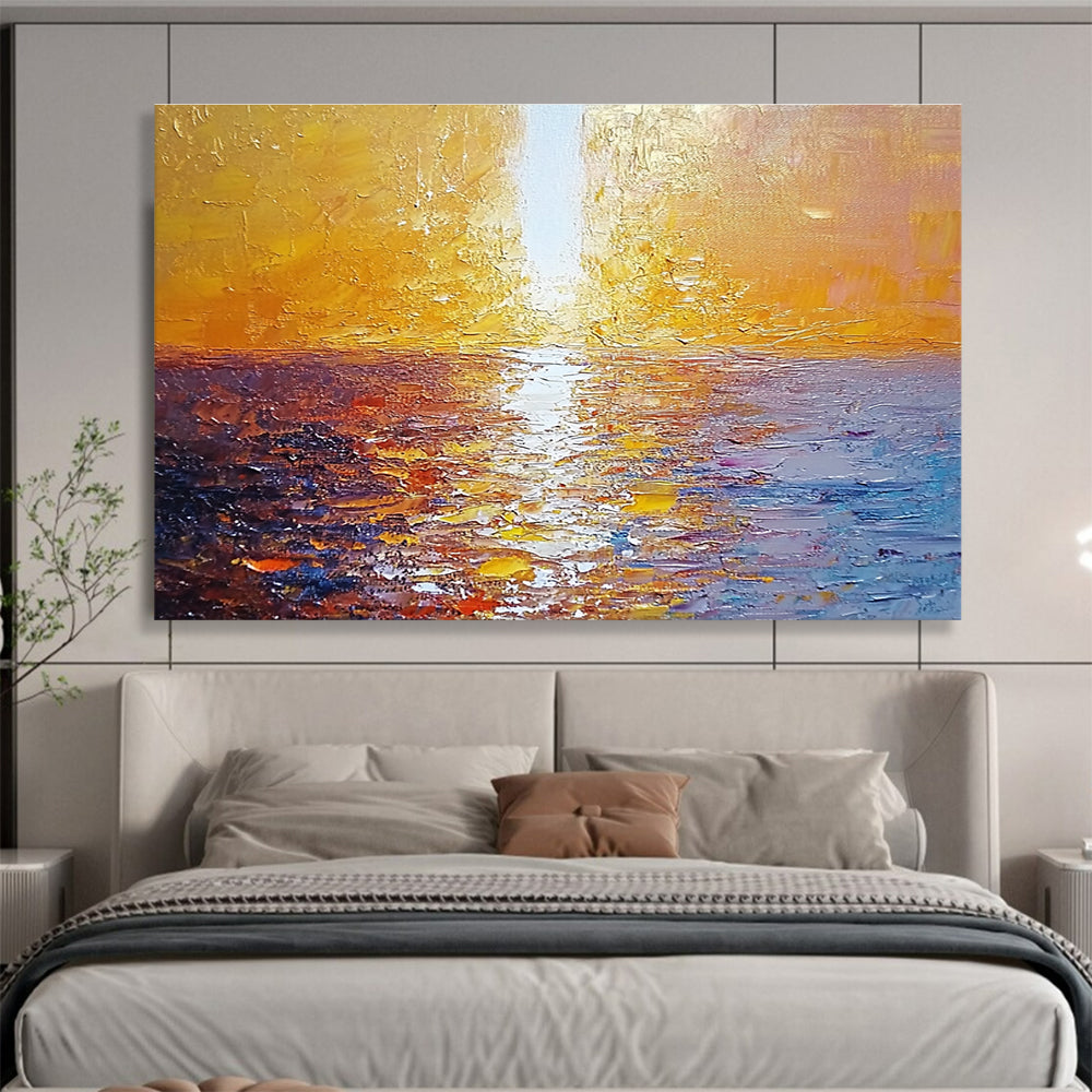 Golden Sunset Sea Art for Luxury Beachfront Hotel Lobby & Romantic Seaside Restaurant SC111