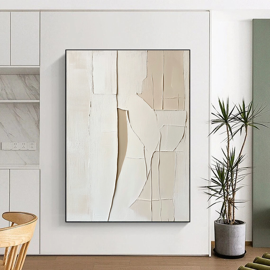 Textured White Abstract Architectural Abstract Art for Modern Home Hallway & Contemporary Art Gallery STSC1467