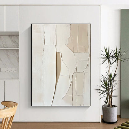 Textured White Abstract Architectural Abstract Art for Modern Home Hallway & Contemporary Art Gallery STSC1467