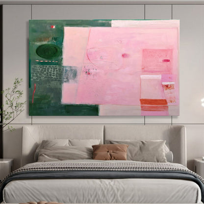 Pink - Green Geometric Abstract Art for Stylish Boutiques DLZ2444