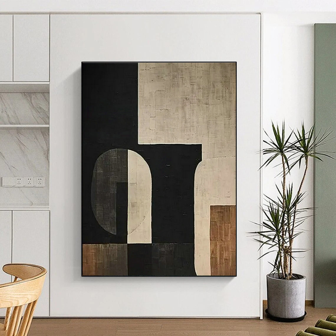 Black - Brown Geometric Abstract Art for Modernist Home Living Room & Architectural Design Studio DLZ1749