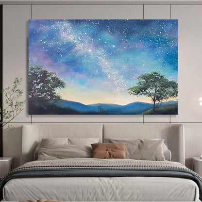 Starry Night Landscape Art for Astronomy Enthusiast’s Study & Nature - Themed Bedroom SC421
