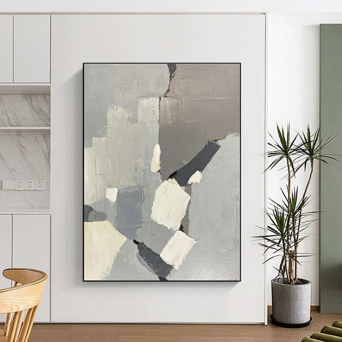 Minimalist Gray - Block Abstract Art for Corporate Office & Modern Hotel Lobby DLZ2286