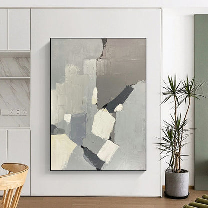 Minimalist Gray - Block Abstract Art for Corporate Office & Modern Hotel Lobby DLZ2286