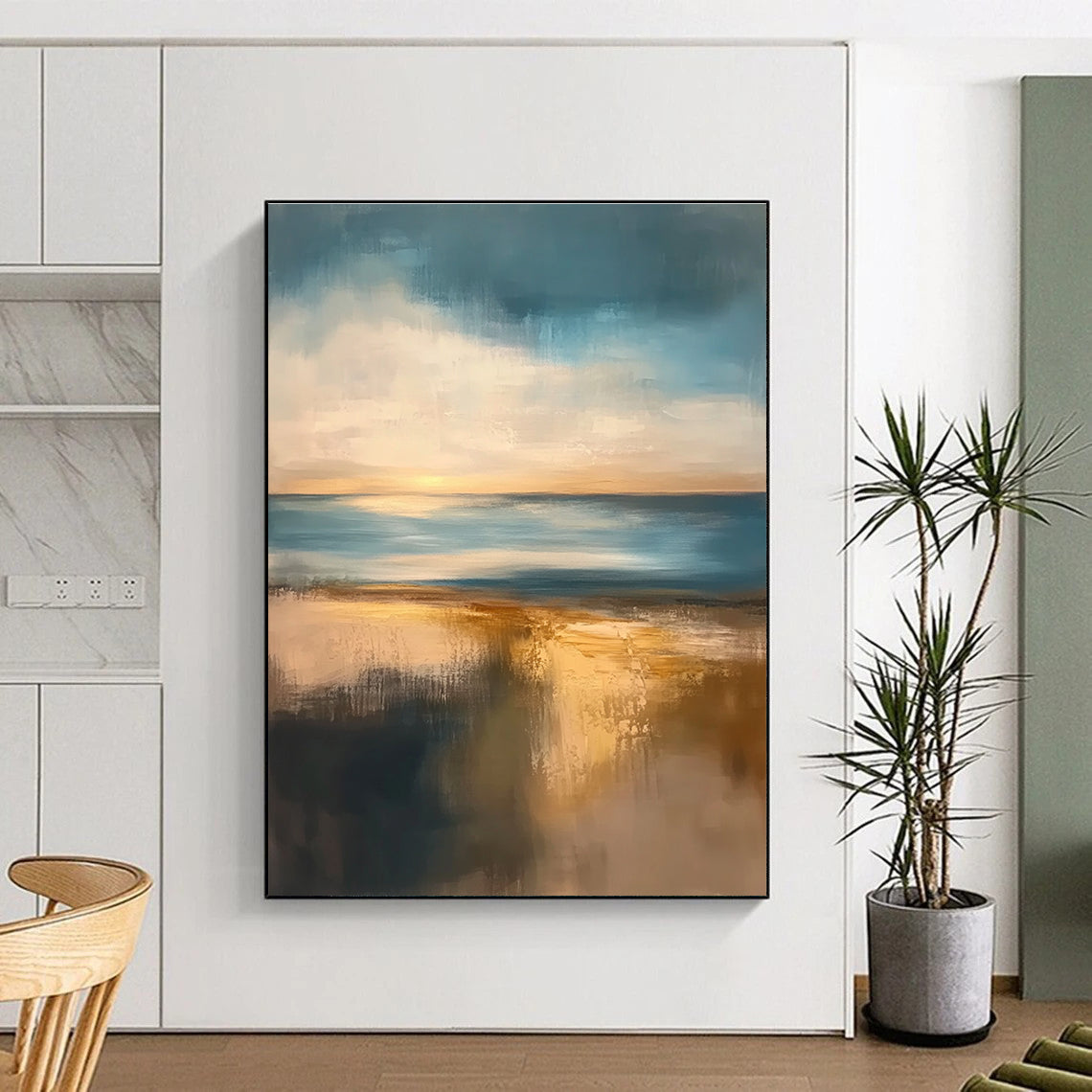 Serene Coastal Abstract Art for Beach House & Office Lounge STSC076