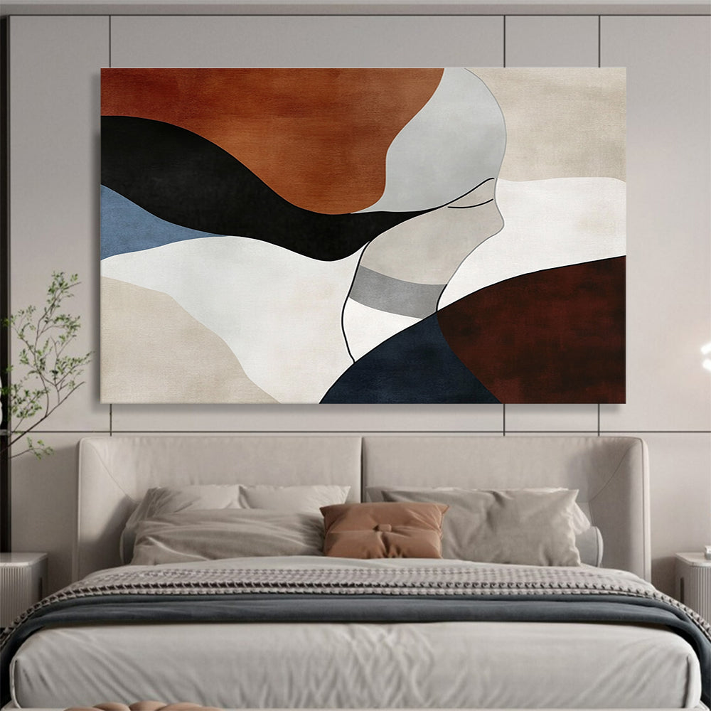 Abstract Figure in Earth Tones Art for Minimalist Bedroom & Sophisticated Wellness Center SC299