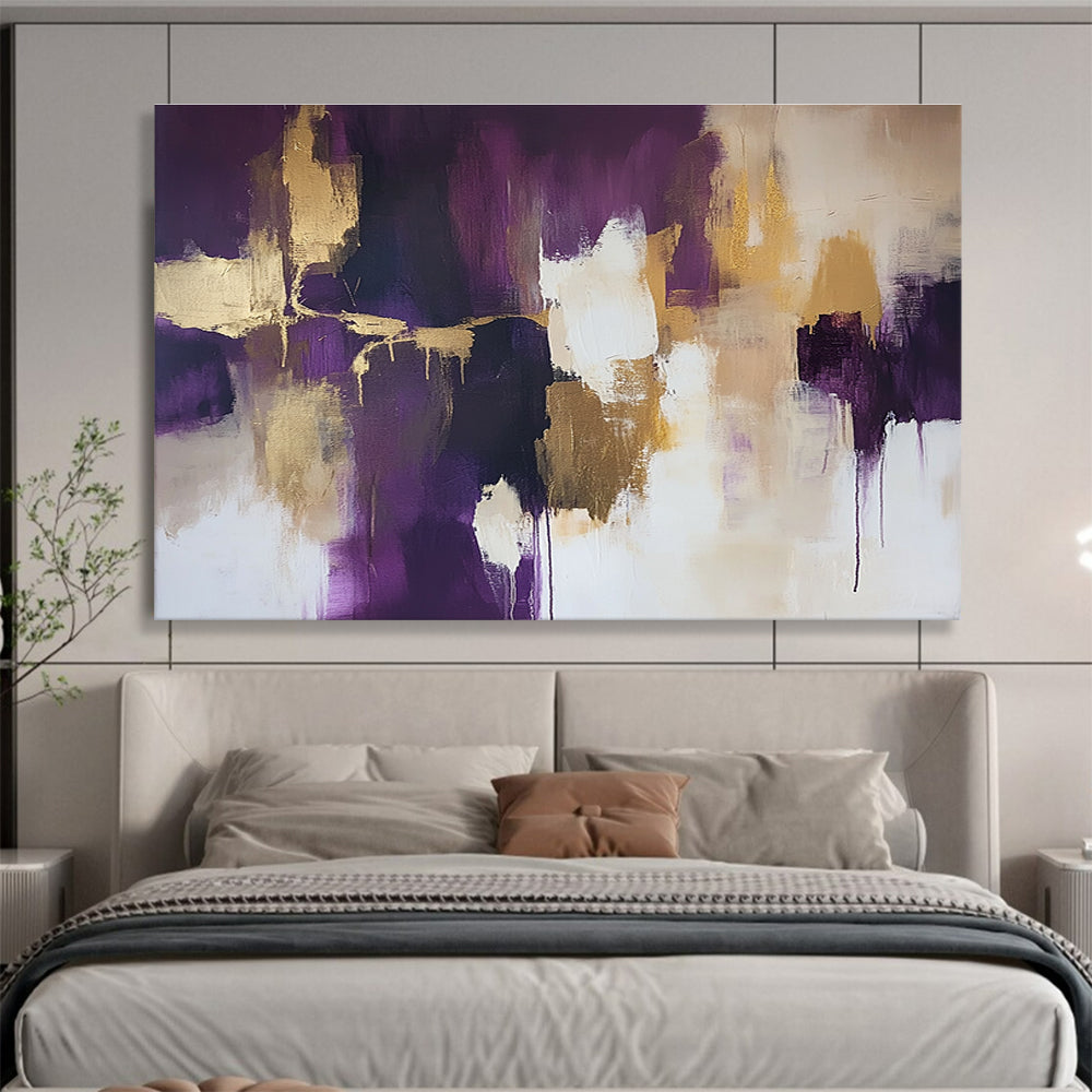 Purple - Gold Abstract Fusion Art for Royal - Inspired Dining Room & Luxury Spa Lounge SC237