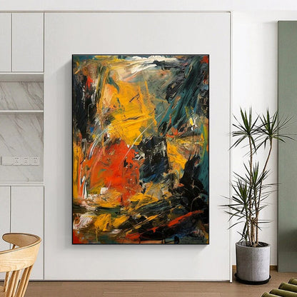Vivid Yellow - Red Abstract Art for Living Room & Studio DLZ0370