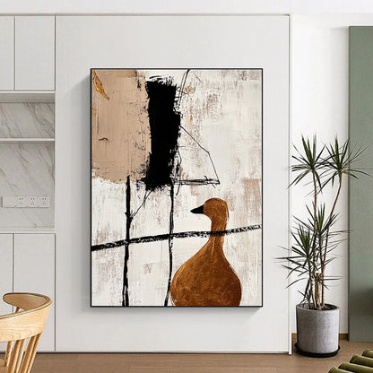 Abstract Duck with Gold Accents for Bohemian - Style Home & Quirky Art Café STSC466