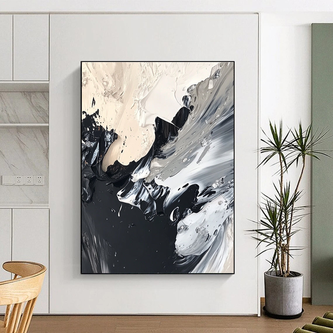 Black and White Textured Abstract for Industrial - Style Loft & Modern Art Museum STSC1277