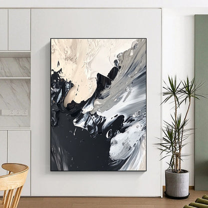 Black and White Textured Abstract for Industrial - Style Loft & Modern Art Museum STSC1277