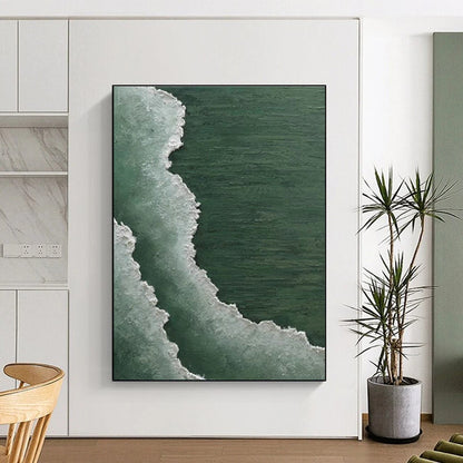 Green and White Wave Art for Coastal Home & Nature - Inspired Spa DLZ2201