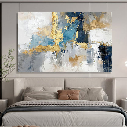 Blue - Gold Geometric Abstract Art for Chic Entryway DLZ2728