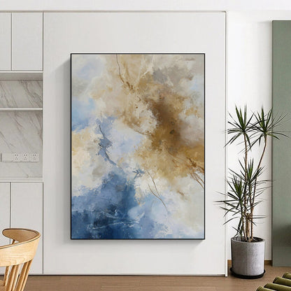 Blue - Brown Blended Abstract Art for Living Room & Studio DLZ0402