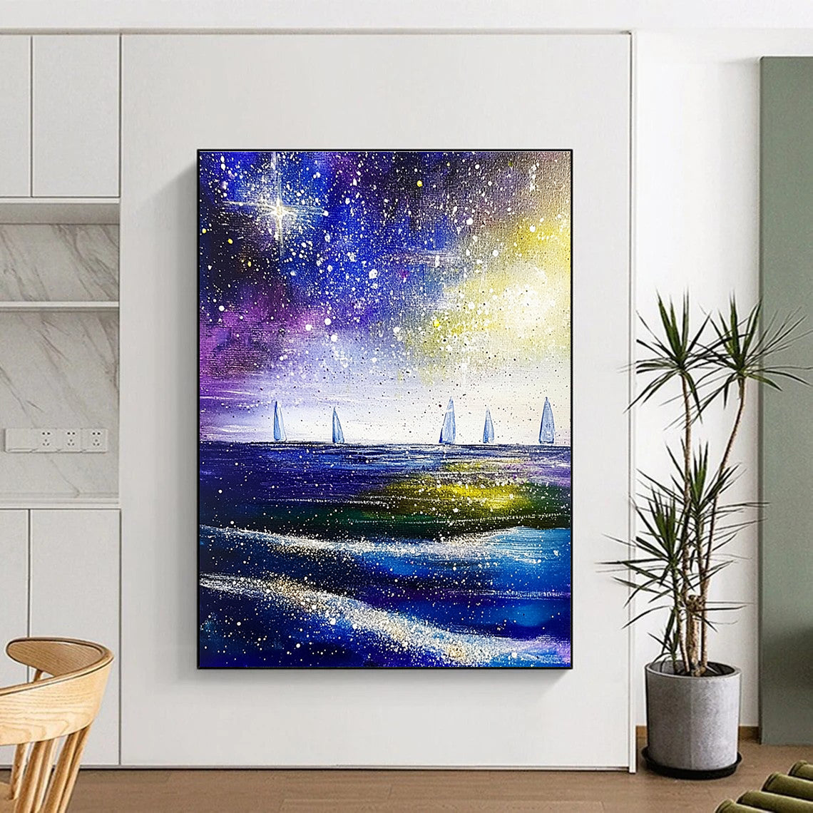 Sparkling Starry Sea for Art - Loving Study & Beach House Balcony STSC852
