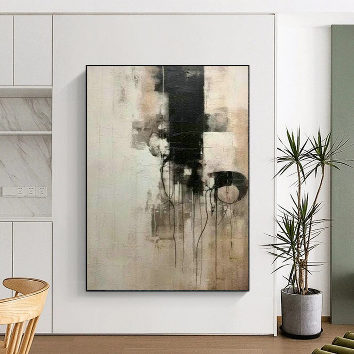 Black - White Abstract Drip Art for Office & Studio DLZ0386