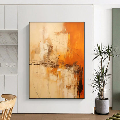 Orange - Brown Abstract Art for Rustic Home Cabin & Art - Loving Restaurant DLZ1735