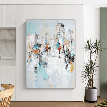 Light Blue Abstract Cityscape for Coastal - Inspired Home & Art - Centric Hotel Lobby STSC768
