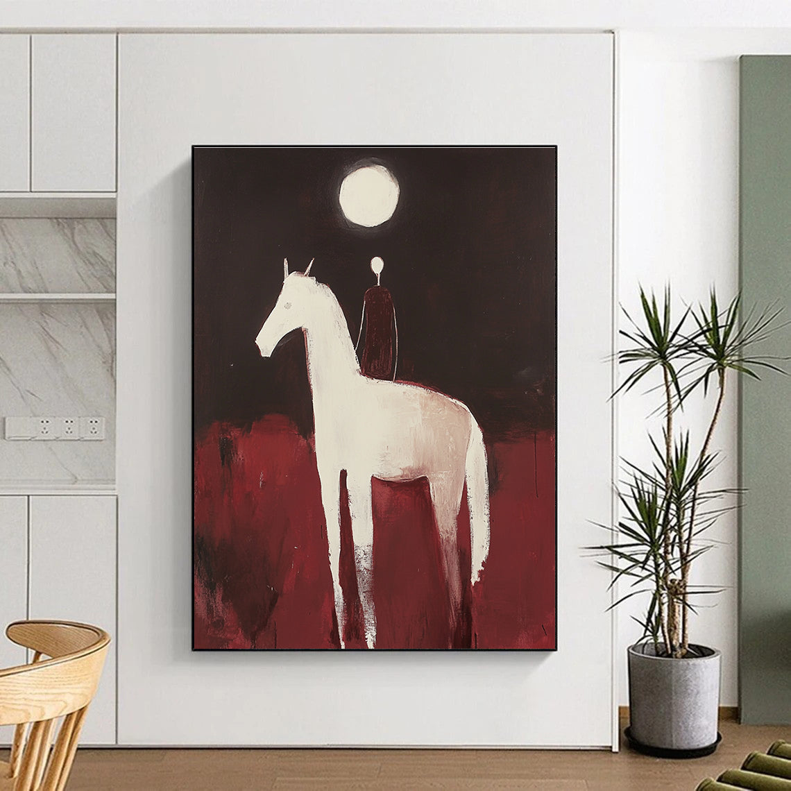 Figure on White Horse for Bohemian - Style Bedroom & Equestrian - Themed Study STSC572