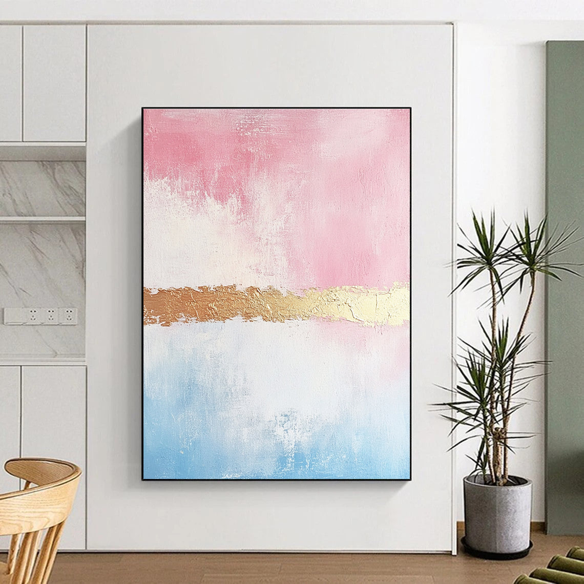 Pink and Blue Abstract with Gold for Bohemian - Style Bedroom & Chic Home Bar STSC454