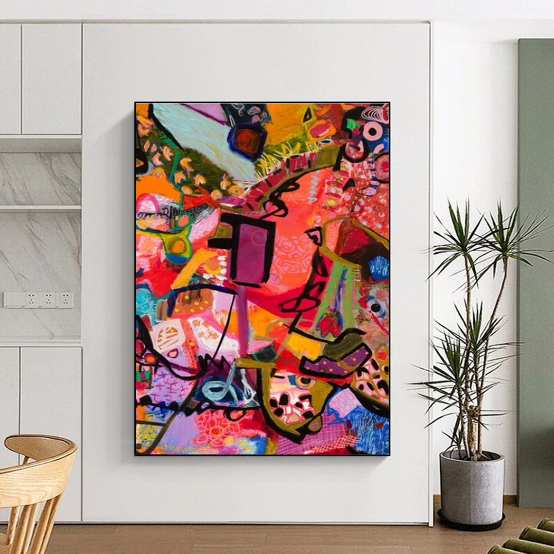 Pink - Dominant Abstract Art for Fashion Showroom & Girly Home Living Room DLZ2079