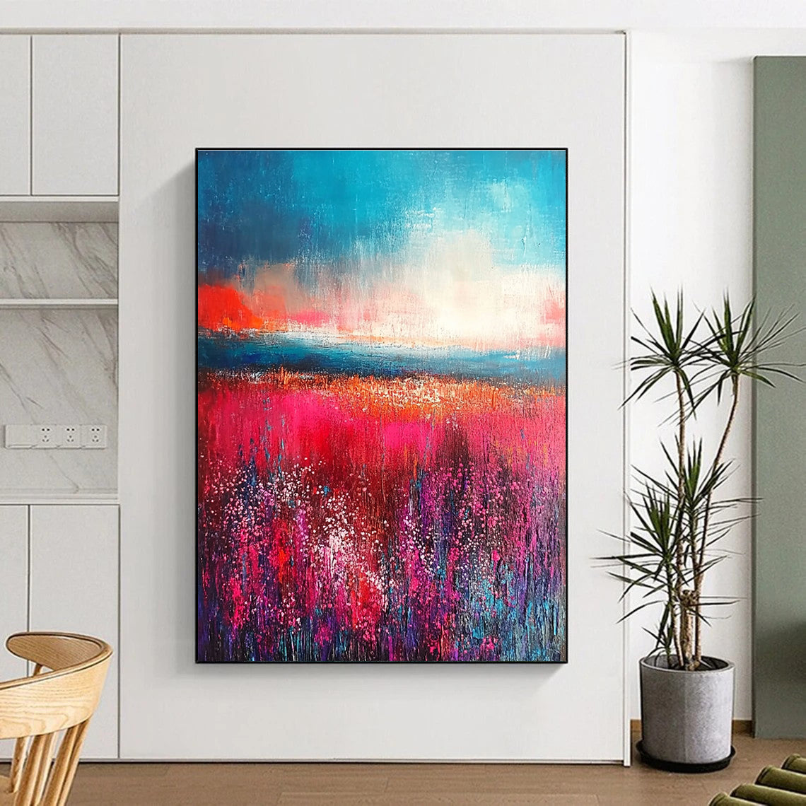 Pink & Purple Floral Field Sunset Art for Wedding Venue & Women’s Boutique STSC117
