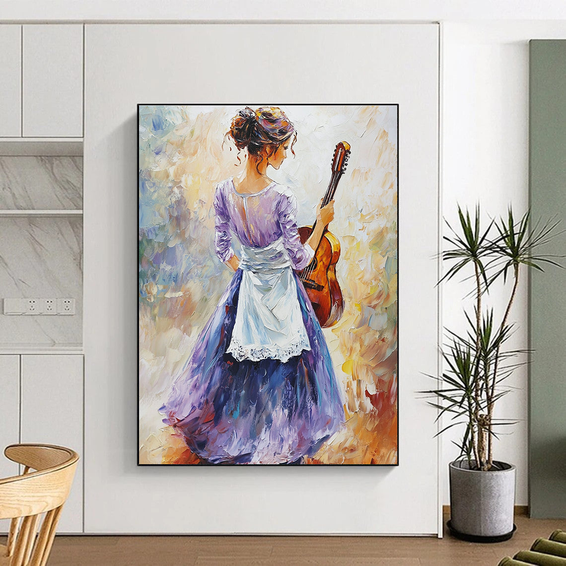 Woman with Guitar Art for Musician’s Home Studio & Bohemian - Style Café STSC1373