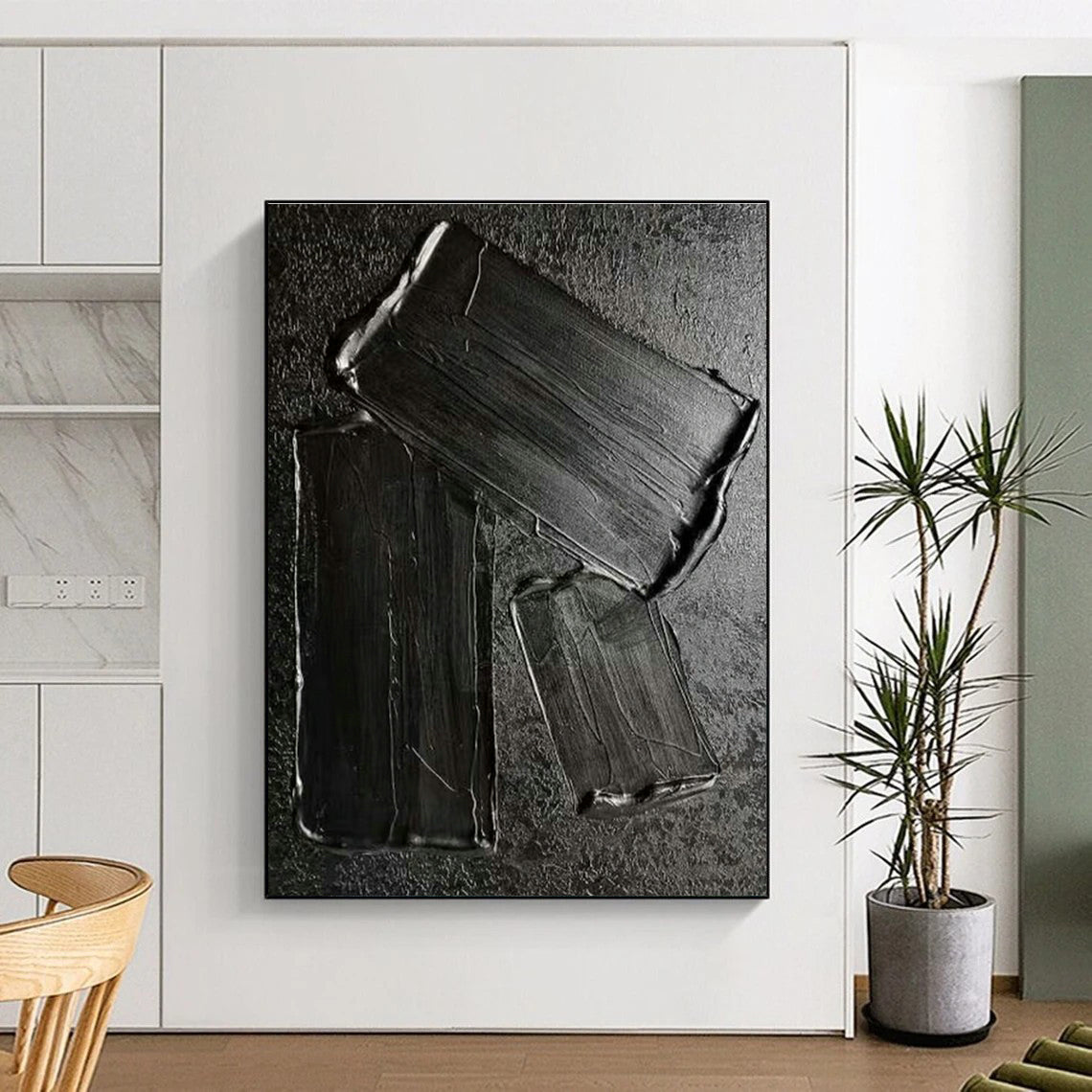 Black Paste - Textured Art for Industrial Bar & Minimalist Study DLZ1340